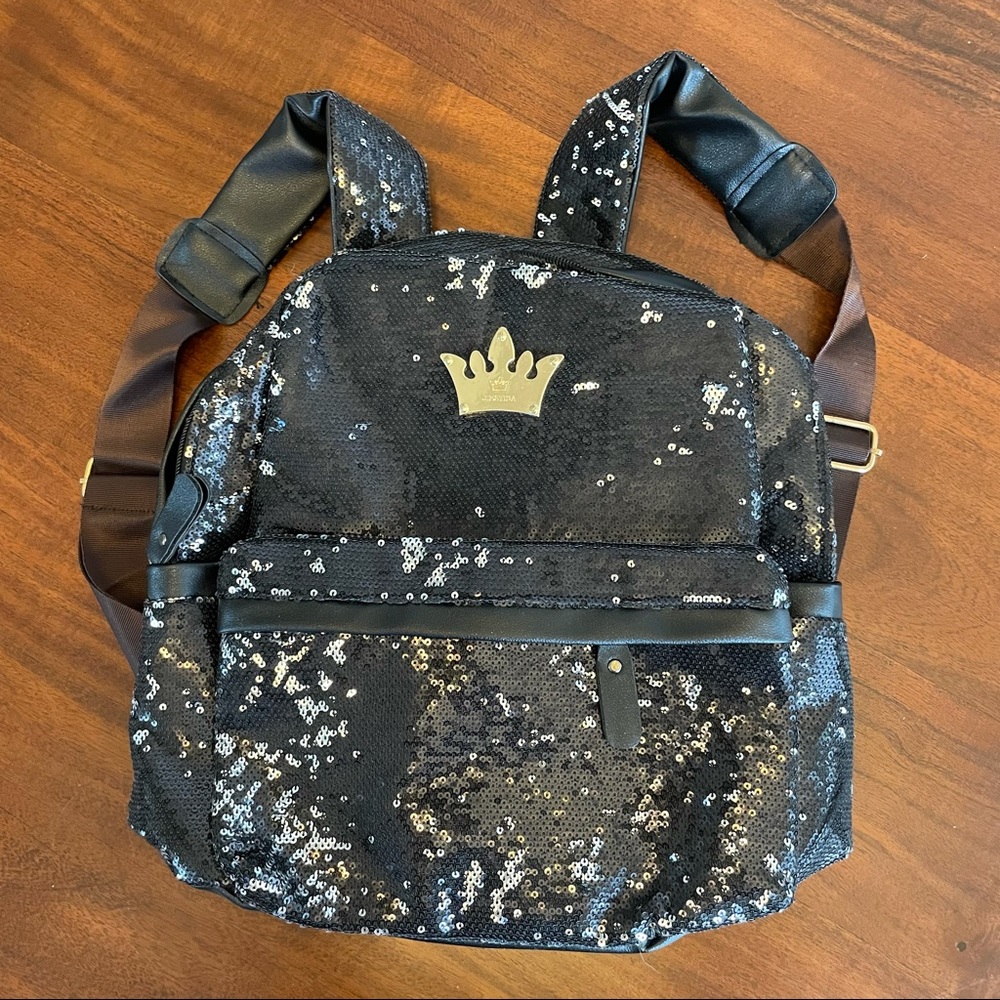 Black Sequin Crown Backpack NWOT